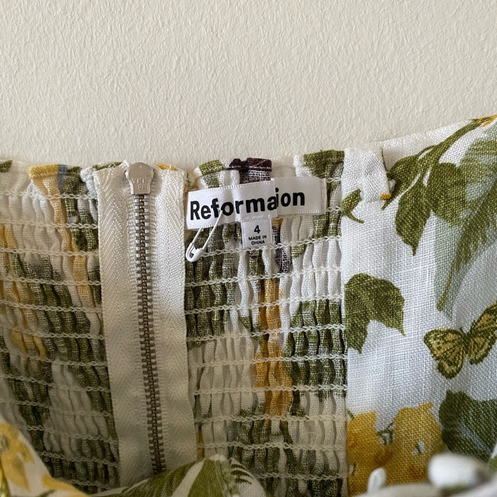Reformation Cosima Tropical Linen Dress Size 4 - Picture 4 of 6